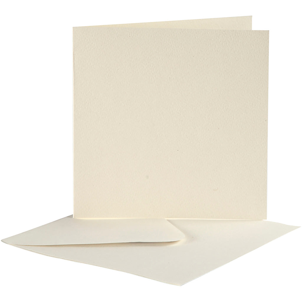 Creativ company kaarten enveloppen, afmeting kaart 12,5x12,5 cm, afmeting envelop 13,5x13,5 cm, gebroken wit, 10 set 1 doos