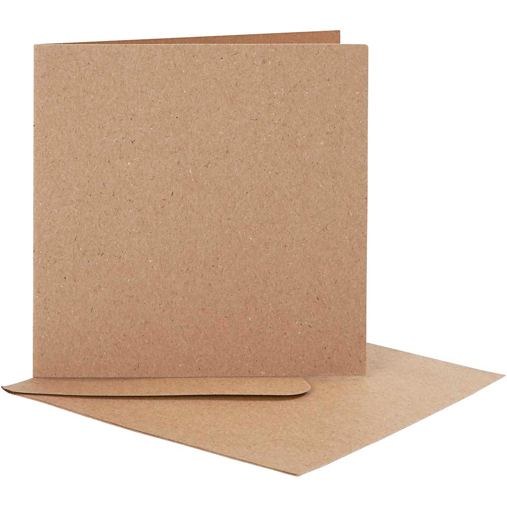 Creativ company kaarten en enveloppen, afmeting kaart 12,5x12,5 cm, afmeting envelop 13,5x13,5 cm, naturel, 10 set 1 doos