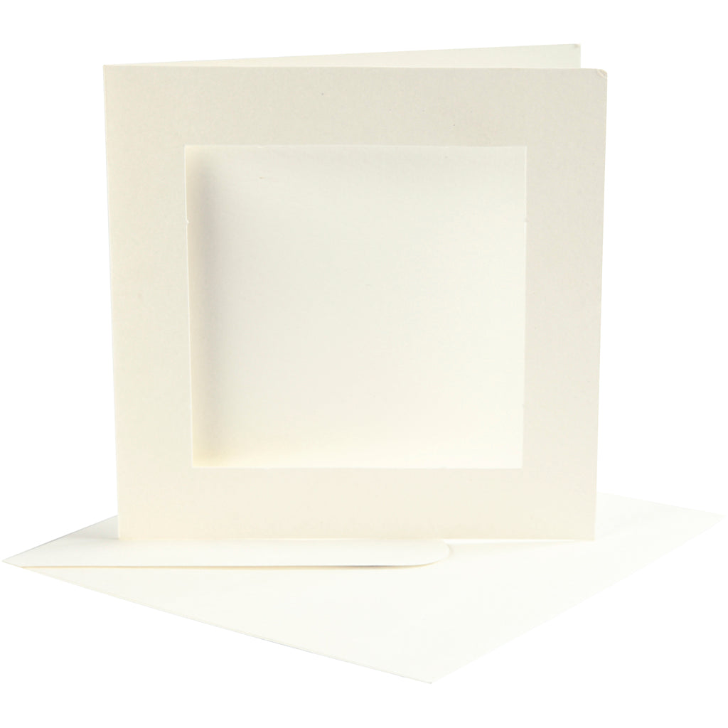Creativ company passepartout kaarten, afmeting kaart 12,5x12,5 cm, afmeting envelop 13,5x13,5 cm, gebroken wit, 10 set 1 doos