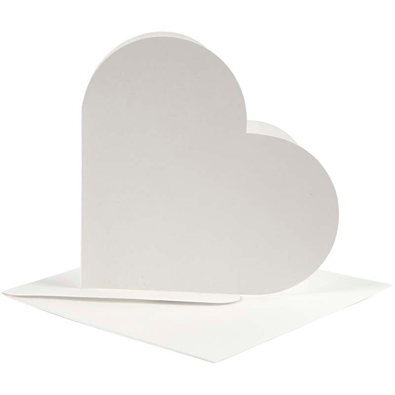 Creativ company hartvormige kaarten, afmeting kaart 12,5x12,5 cm, afmeting envelop 13,5x13,5 cm, gebroken wit, 10 set 1 doos
