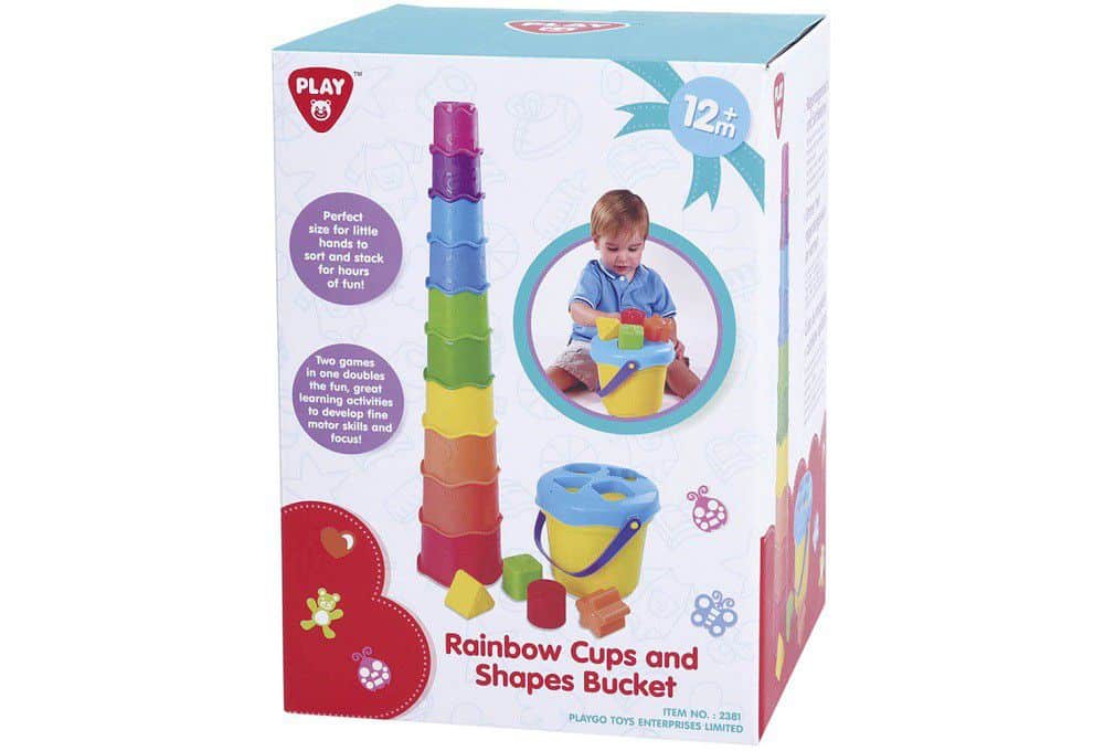 Playgo stapelbekers met vormenstoof in vrolijke kleuren