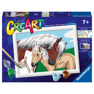 Ravensburger creart schilderen op nummer merrie met veulen