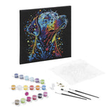 Creative craft group schilderen op nummer zwart canvas hond, 30x30cm