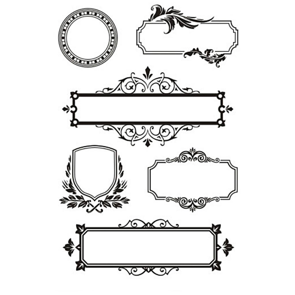 Creativ company silicone stempels, lijsten met ornamenten, vel 11x15,5 cm, 1 vel