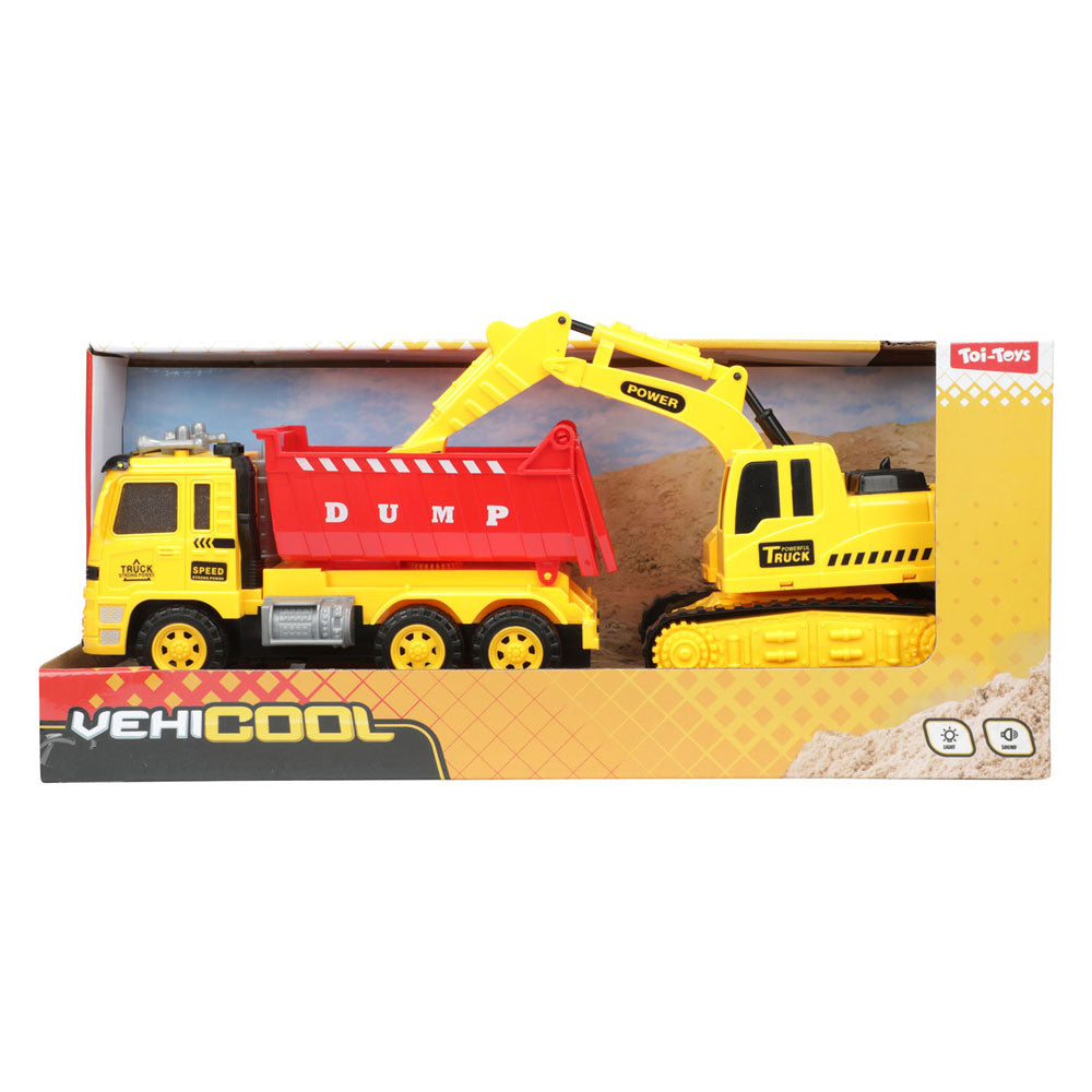Toi-toys cars trucks kiepwagen met graafmachine