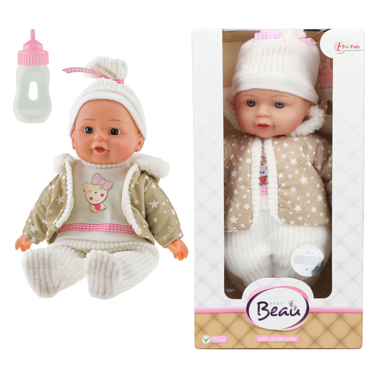 Toi-toys lovely baby babypop winterkleren en flesje