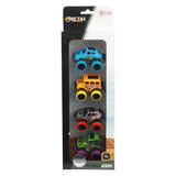 Metal Pull-back Off Road Mini Auto's, 4st.