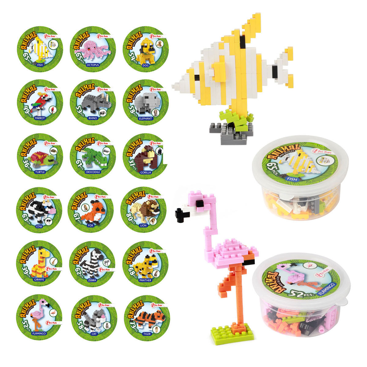 Toi-toys blocks bouwenstenen mini dier in potje