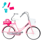 Lauren modepop op fiets met accessoires