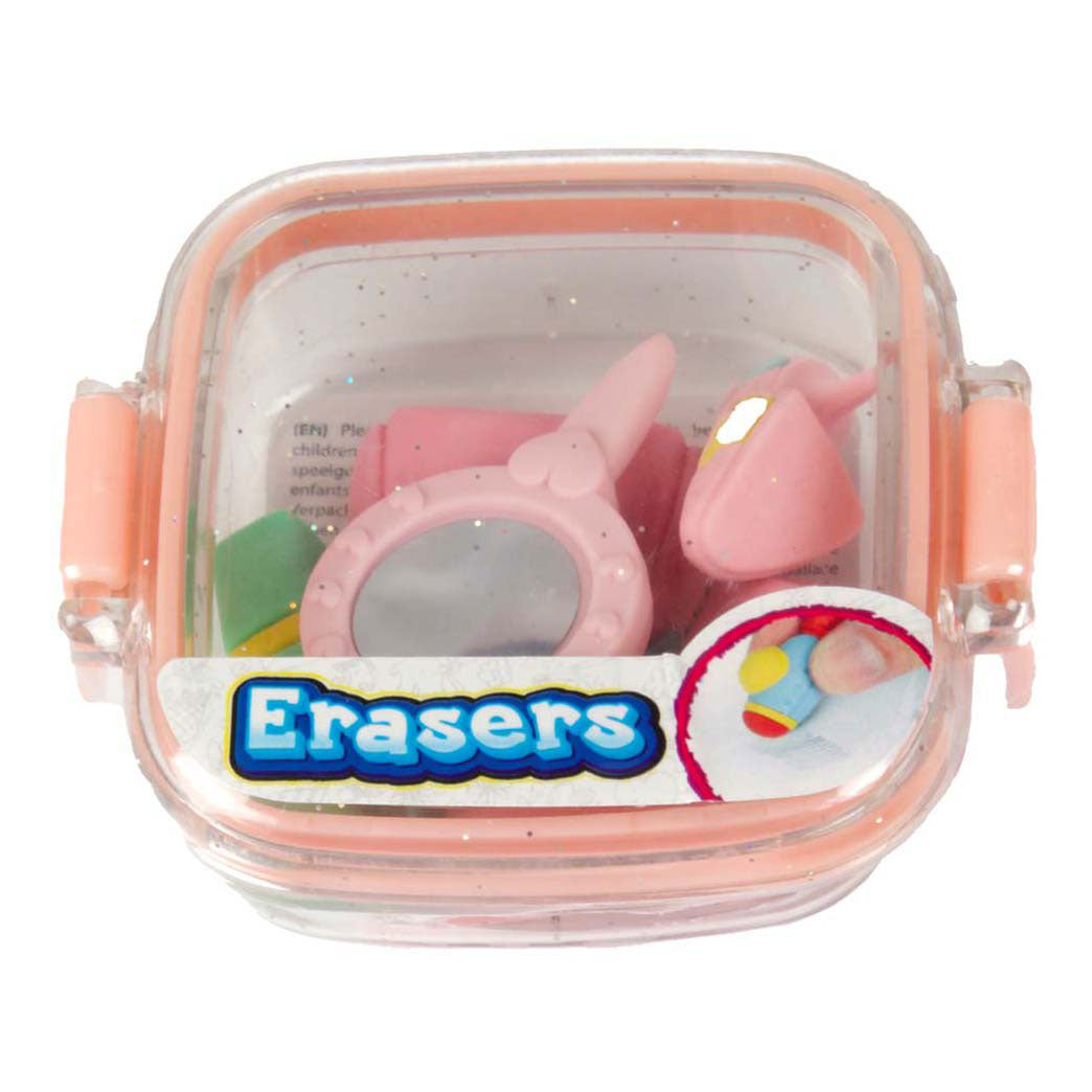 Toi-toys gummen miniset in glitterdoosje - make-upspiegel, 5dlg.