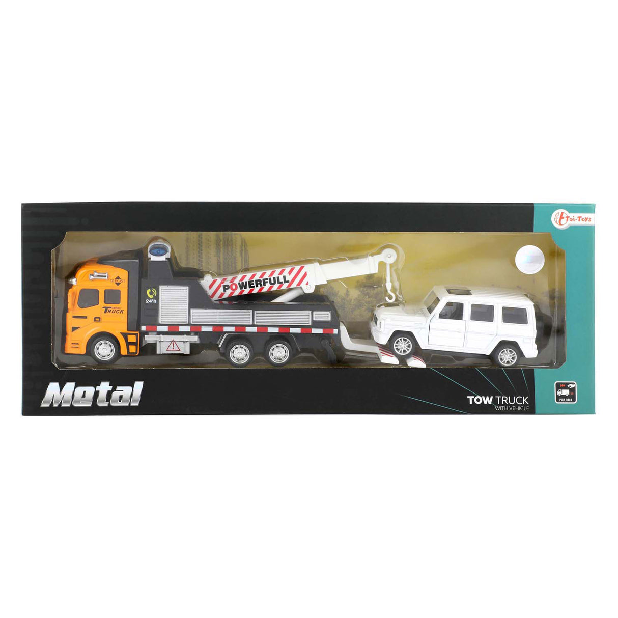Toi-toys metalen takel sleepwagen met auto, 2dlg.
