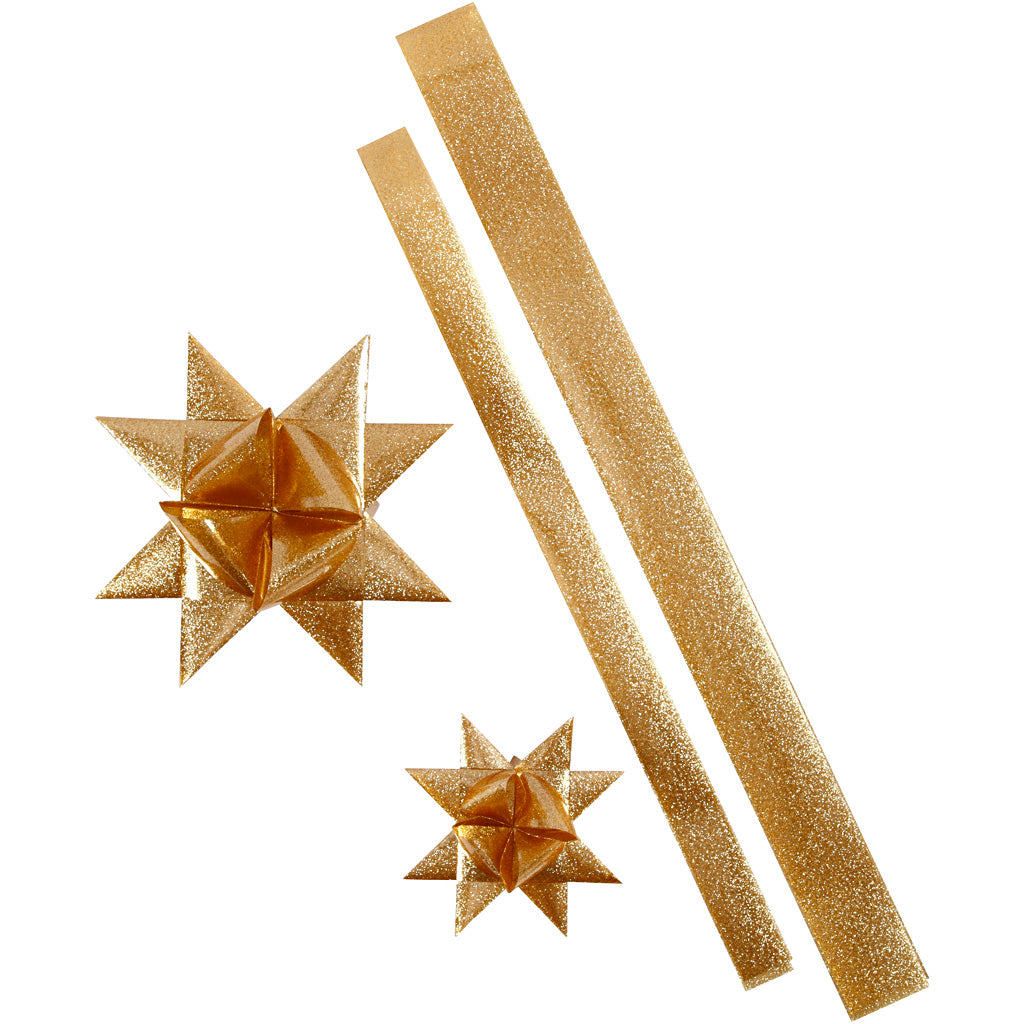 Vivi gade sterstroken, l: 86+100 cm, b: 25+40 mm, d 11,5+18,5 cm, goud glitter, 16 stroken 1 doos