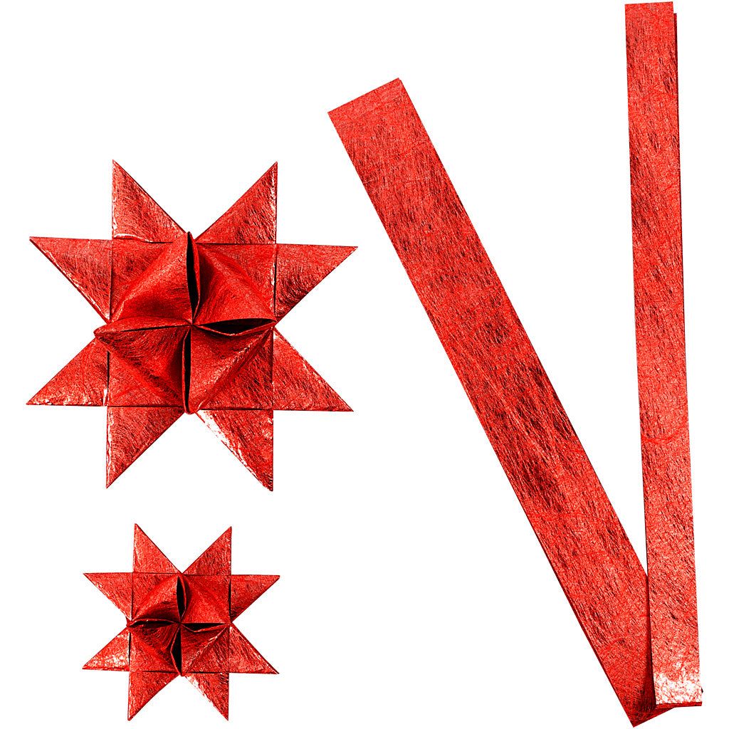 Vivi gade papieren vlechtstroken, l: 44+78 cm, b: 15+25 mm, d 6,5+11,5 cm, rood, 32 stroken 1 doos