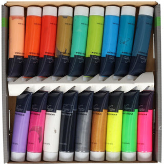 Creative craft group nassau verfset 18 kleuren 36ml neon metallic