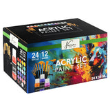 Plakkaatverf acryl set compleet 24x59ml+12 kwasten