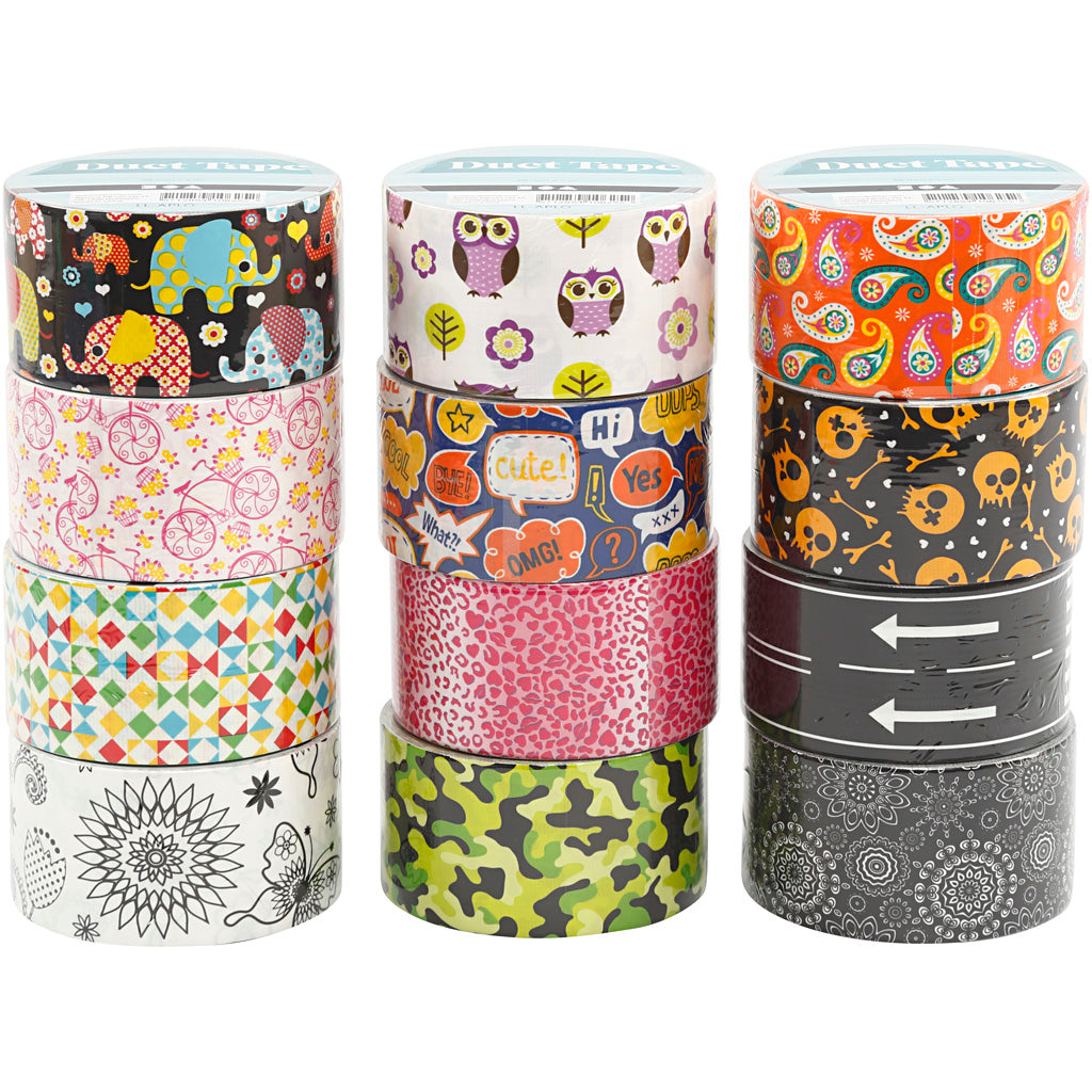 Creativ company duck tape, met patroon, b: 48 mm, diverse kleuren, 12x5 m 1 doos