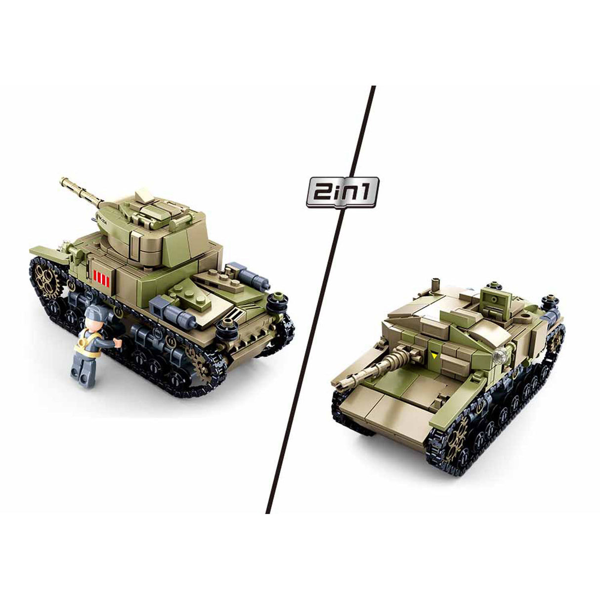 Sluban wwii - italiaanse tank 2in1