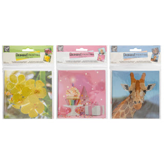 Diamond painting kaartenset 13x13 cm 2 stuks 3 assorti