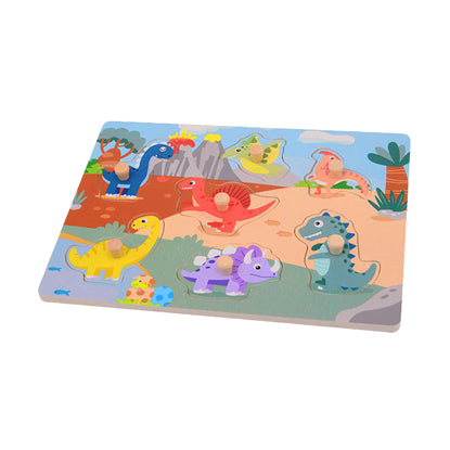 Joueco houten dino noppenpuzzel, 7st.