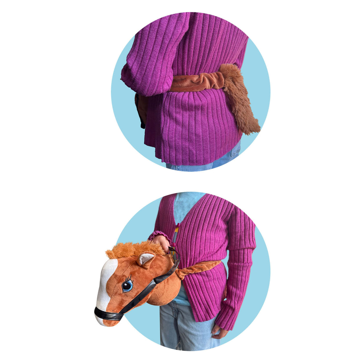Johntoy holly horse paardenhoofd bruin met elastiek - bevestig om je middel