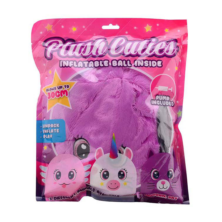 Opblaasbare pluche knuffelcutie met pomp, 30cm