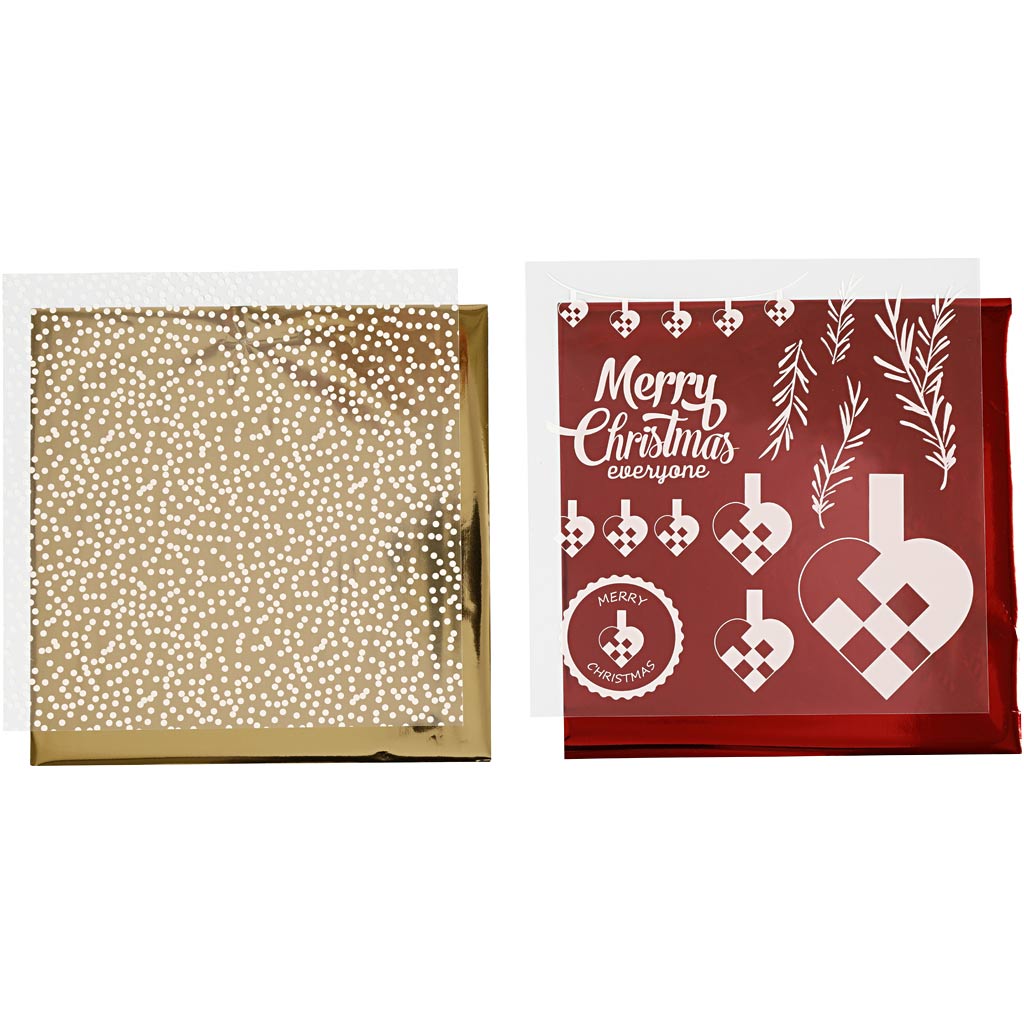 Vivi gade deco folie en transfer vel, gevlochten harten, vel 15x15 cm, goud, rood, wit, 4 vel 1 doos