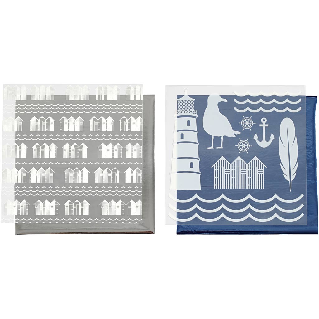 Creativ company deco folie en transfervel, vuurtoren, vel 15x15 cm, blauw, zilver, 2x2 vel 1 doos