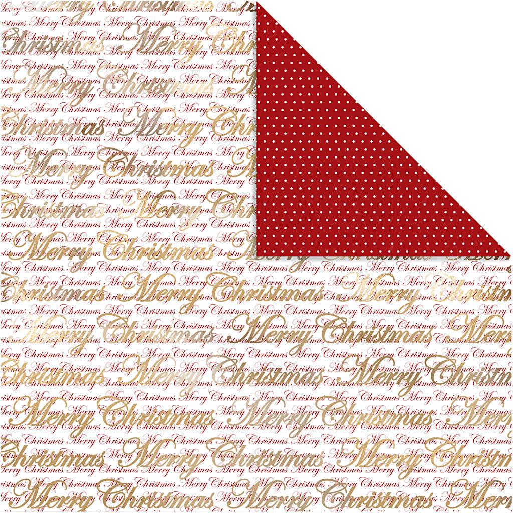 Vivi gade design papier, merry christmas en stippen, vel 30,5x30,5 cm, 180 gr, goud, 3 vel 1 doos