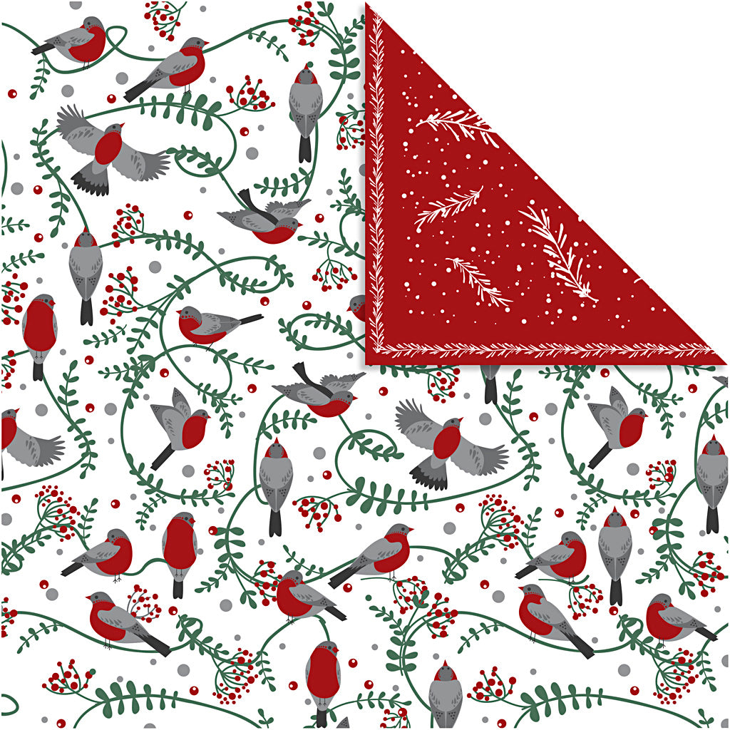 Vivi gade design papier, vogels en takken, vel 30,5x30,5 cm, 180 gr, 5 vel 1 doos