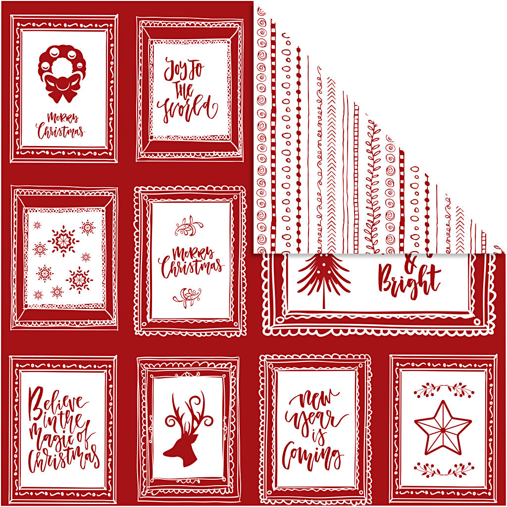 Vivi gade design papier, lijsten met tekst en doodles, vel 30,5x30,5 cm, 180 gr, 5 vel 1 doos