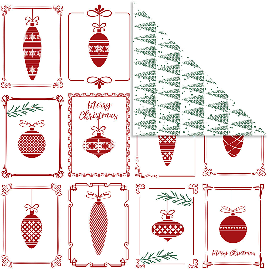 Vivi gade design papier, kerstballen en kerstbomen, vel 30,5x30,5 cm, 180 gr, 5 vel 1 doos