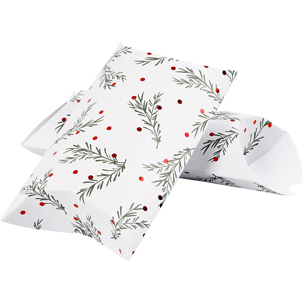 Vivi gade cadeaudoosjes, tak met kerstballen, afm 18x15x6 cm, 300 gr, groen, rood metallic, wit, 3 stuk 1 doos