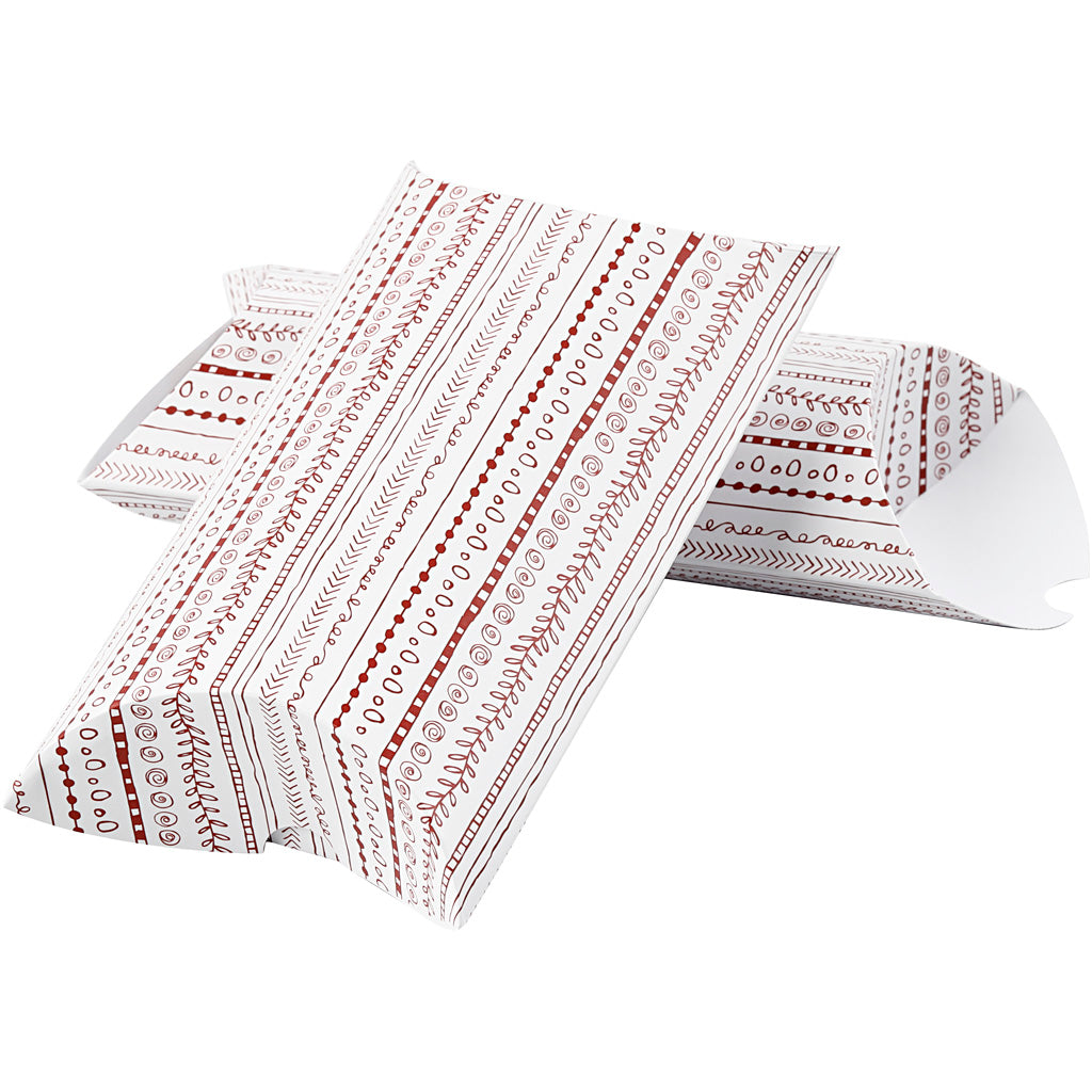Vivi gade cadeaudoosje, doodles, afm 18x15x6 cm, 300 gr, rood, 3 stuk 1 doos
