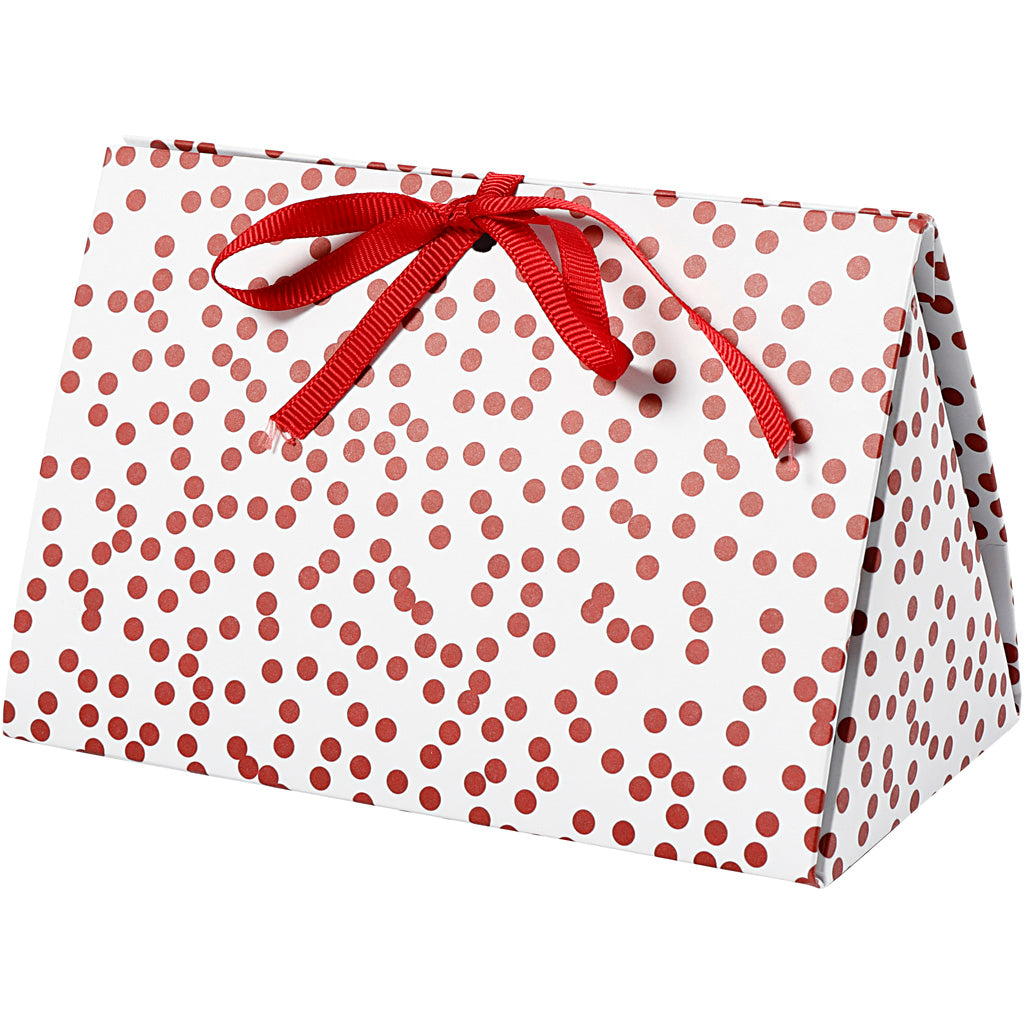 Vivi gade cadeaudoos, stippen, afm 15x7x8 cm, 250 gr, rood, 3 stuk 1 doos