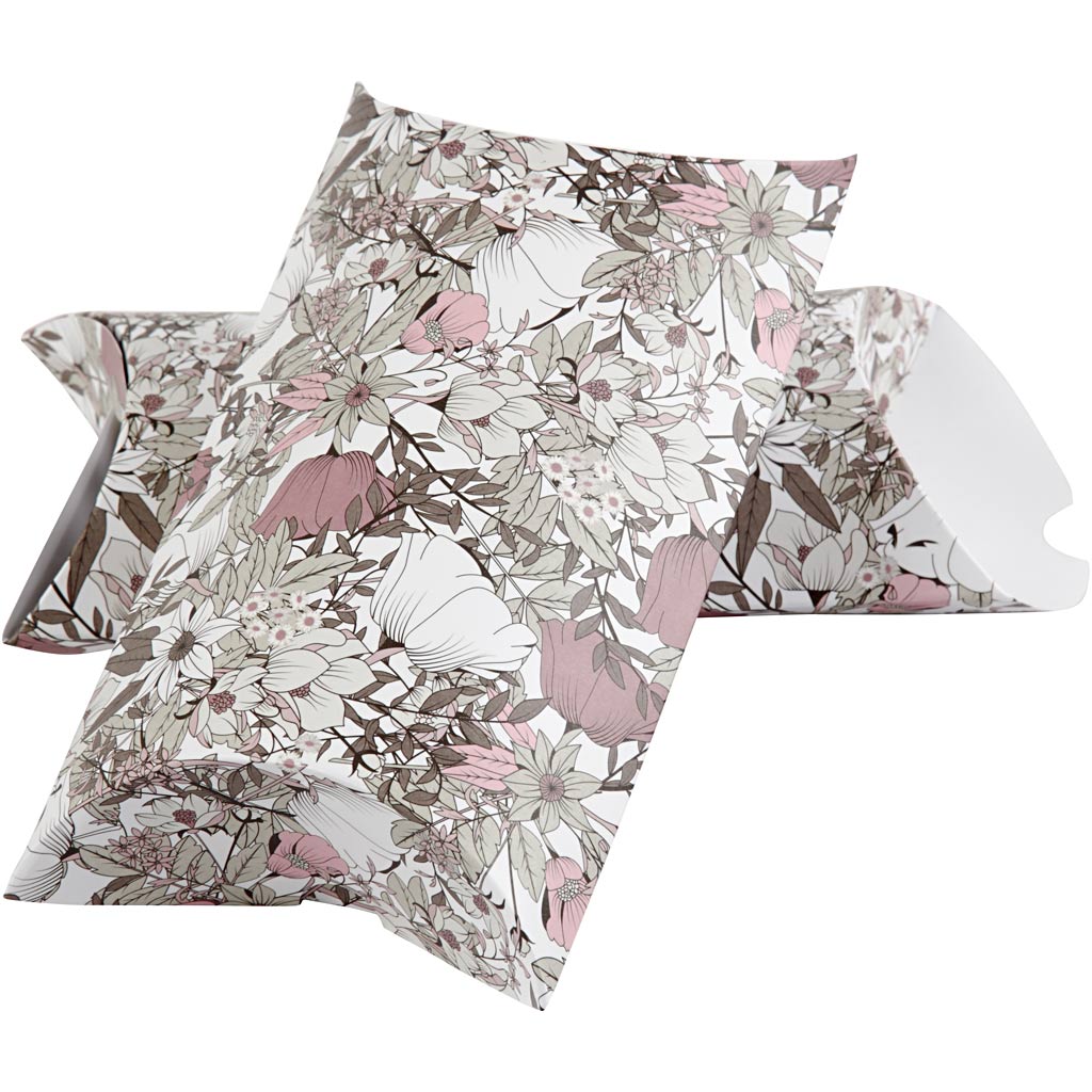 Vivi gade cadeaudoosje, bloemen, afm 18x15x6 cm, 300 gr, bruin, 3 stuk 1 doos