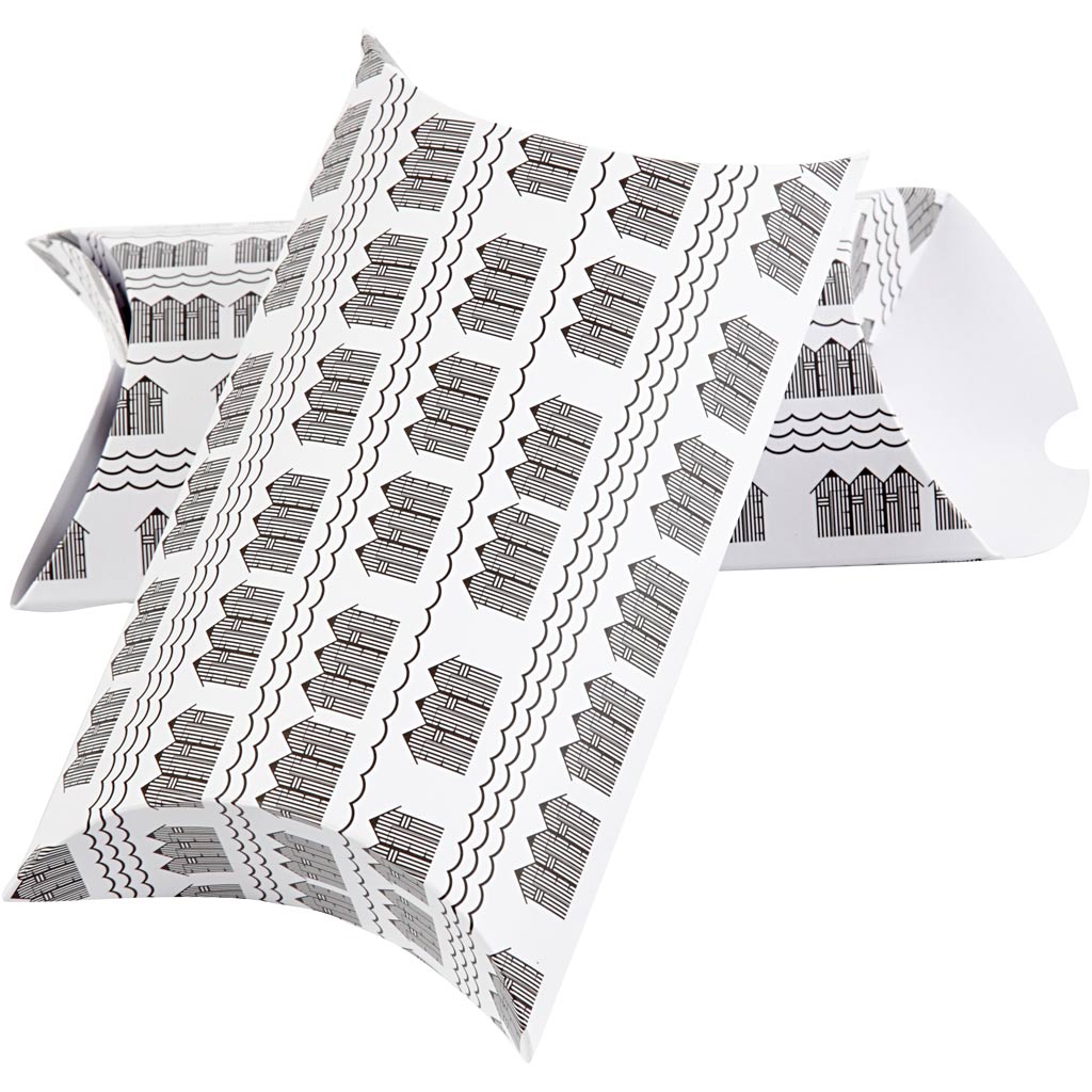 Vivi gade cadeaudoosje, badhuis, afm 18x15x6 cm, 300 gr, zwart, wit, 3 stuk 1 doos