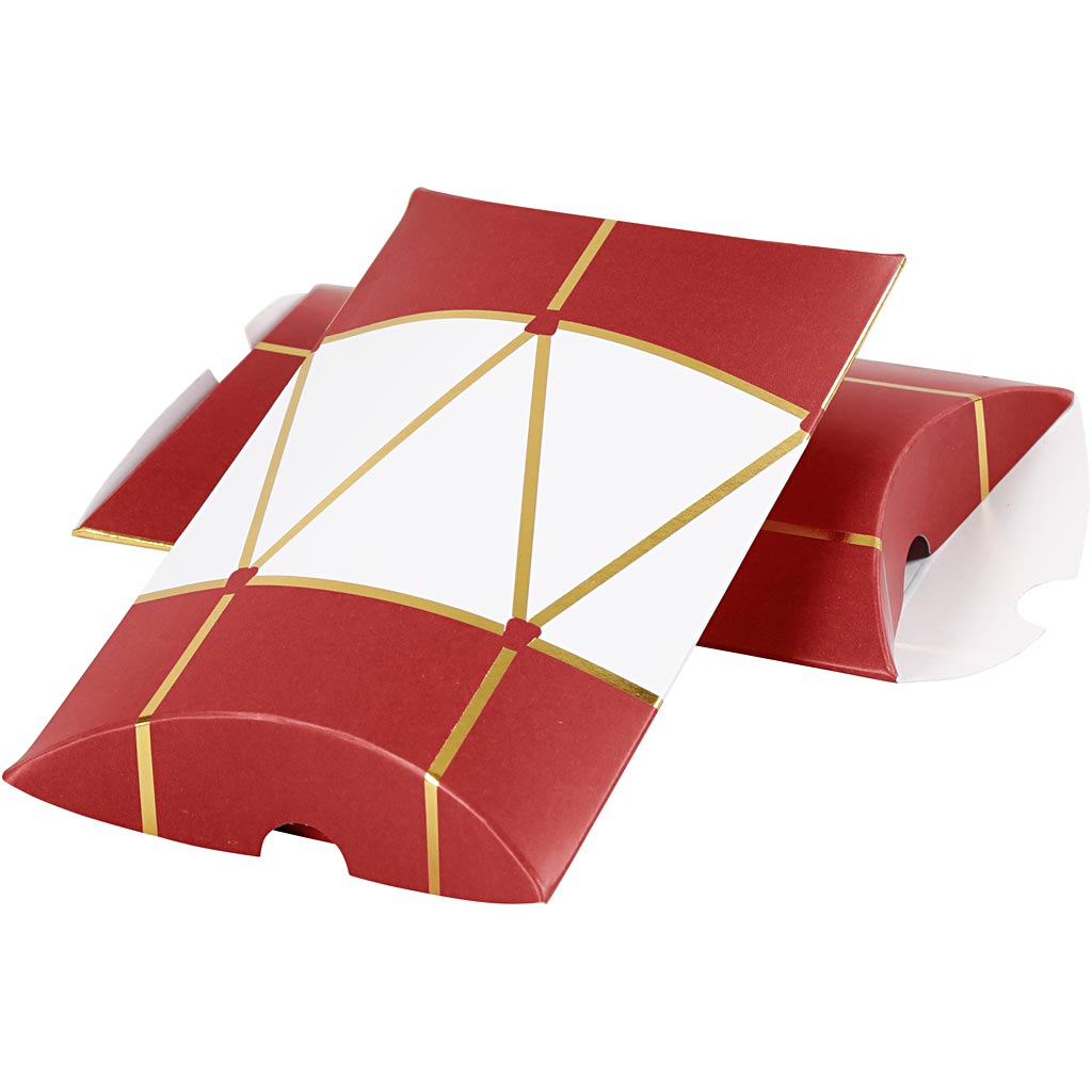 Vivi gade cadeaudoosjes, trommel, afm 12x9,4x2,5 cm, 300 gr, goud, rood, wit, 3 stuk 1 doos
