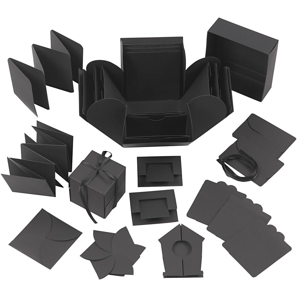 Creativ company explosion box, afm 7x7x7,5+12x12x12 cm, zwart, 1 stuk