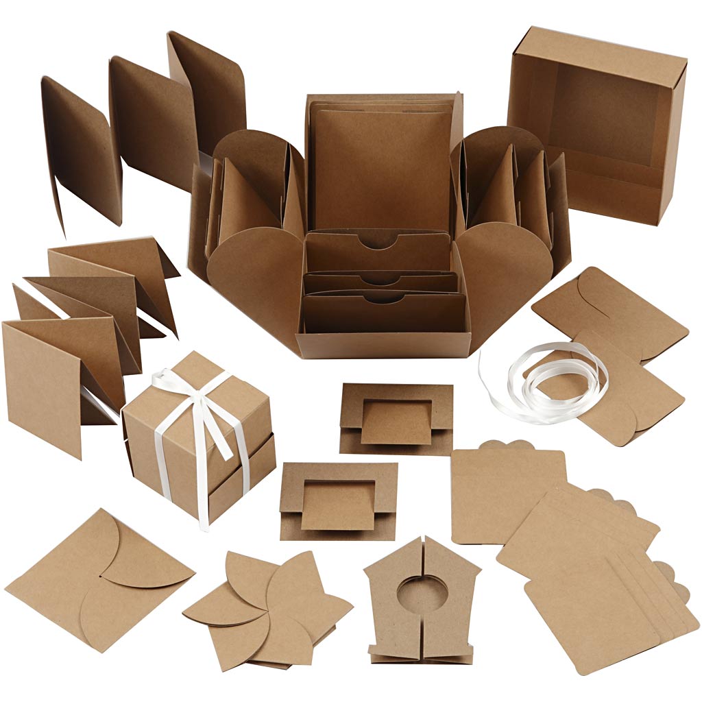 Creativ company explosion box, afm 7x7x7,5+12x12x12 cm, naturel, 1 stuk