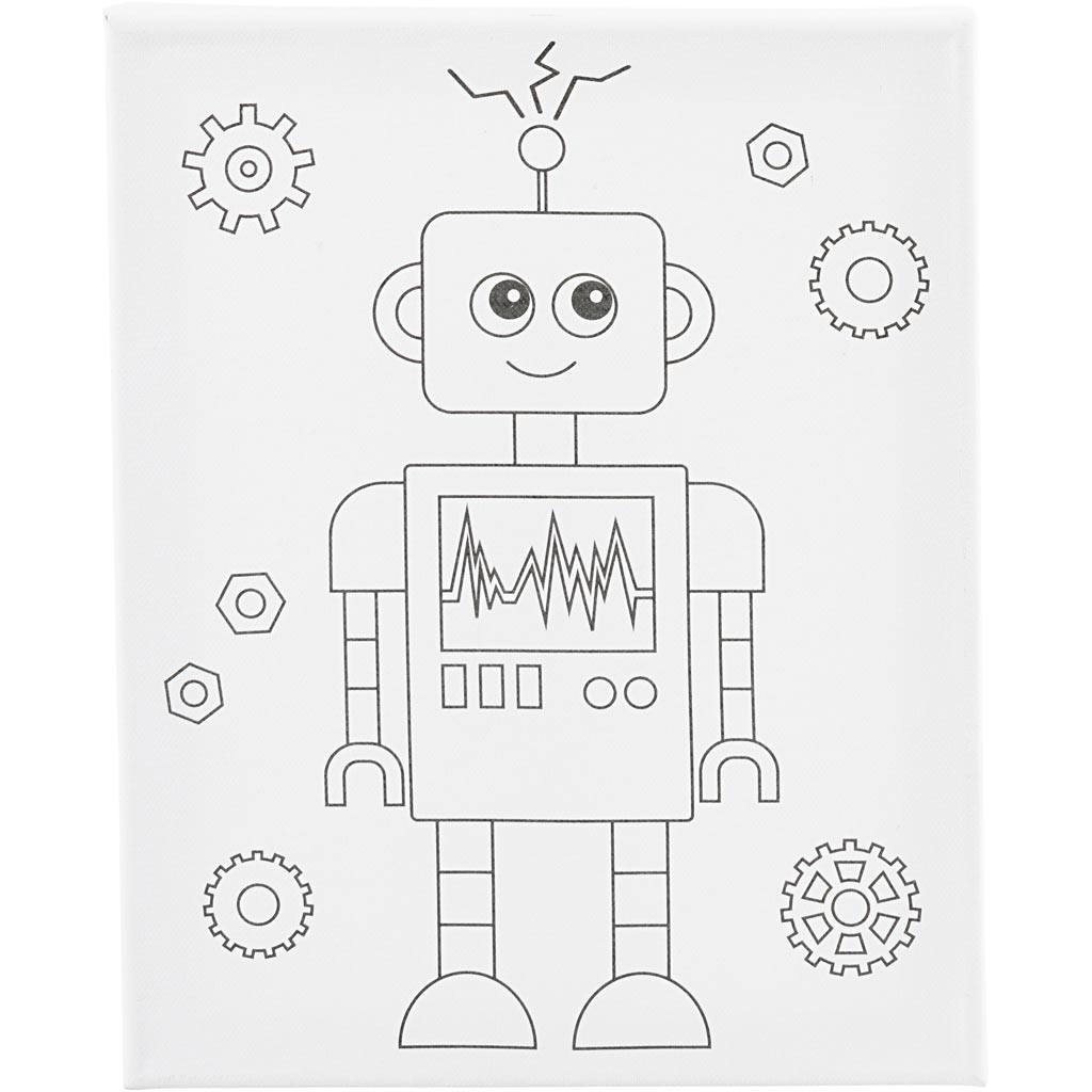 Creativ company schildercanvas met print, robot, d: 1,6 cm, afm 24x30 cm, 360 gr, 1 stuk