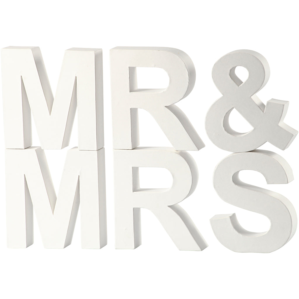 Creativ company letters, dhr. mevr., h: 17,5 cm, d: 4,5 cm, wit, 1 set