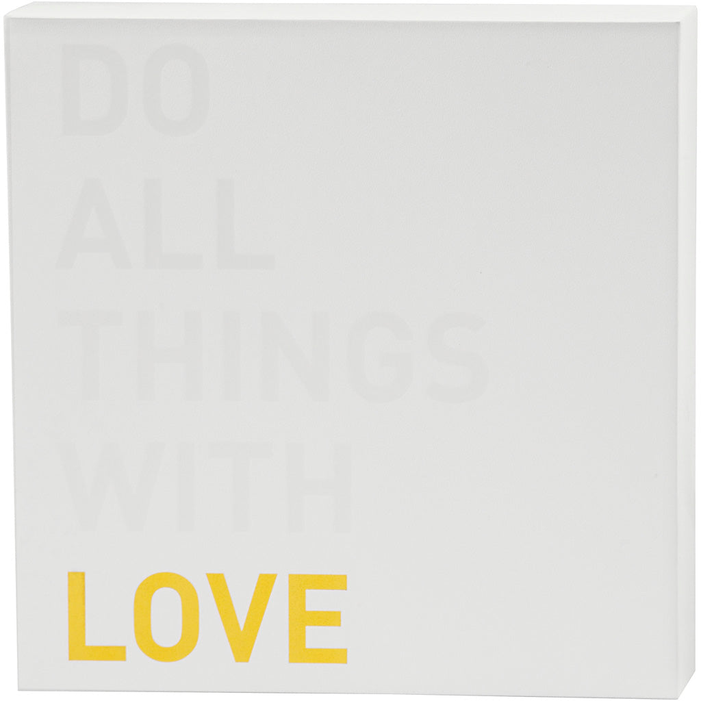 Canvas met goudkleurige vlakken, h: 25,4 cm, d: 2,54 cm, b: 25,4 cm, wit, 1 stuk