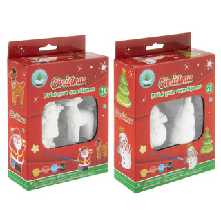 Schilder je eigen Kerstfiguren, set van 2 stuks