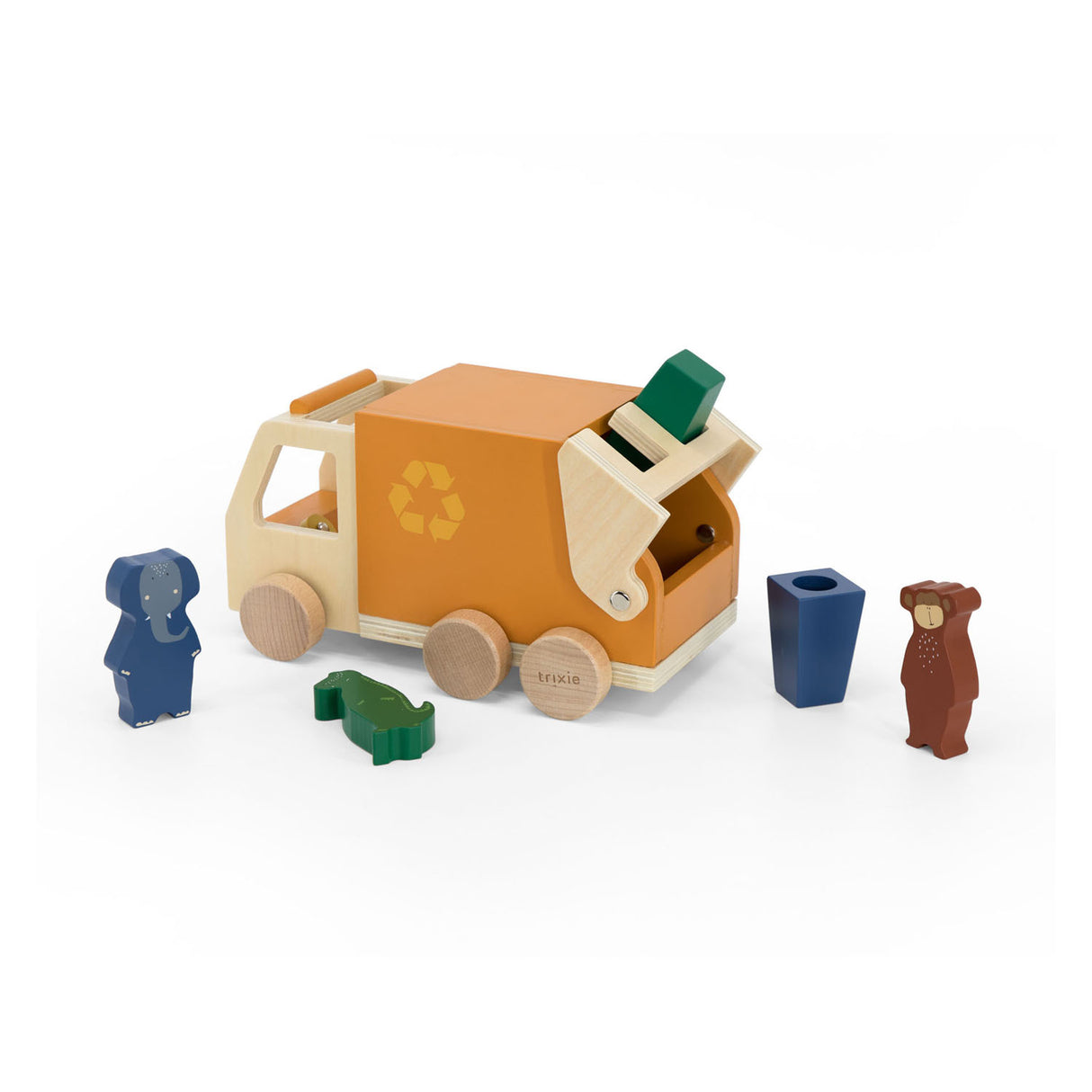 Trixie houten dieren vuilniswagen