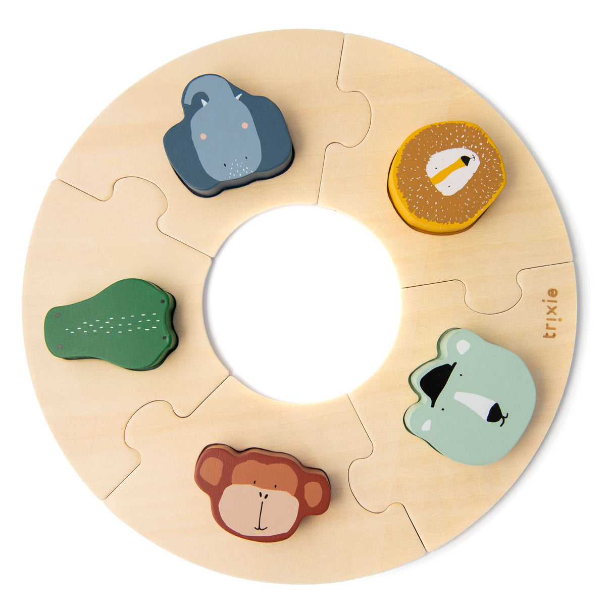 Trixie houten ronde puzzel dieren, 10st.