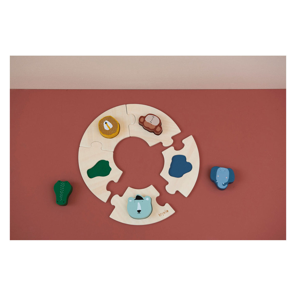 Trixie houten ronde puzzel dieren, 10st.