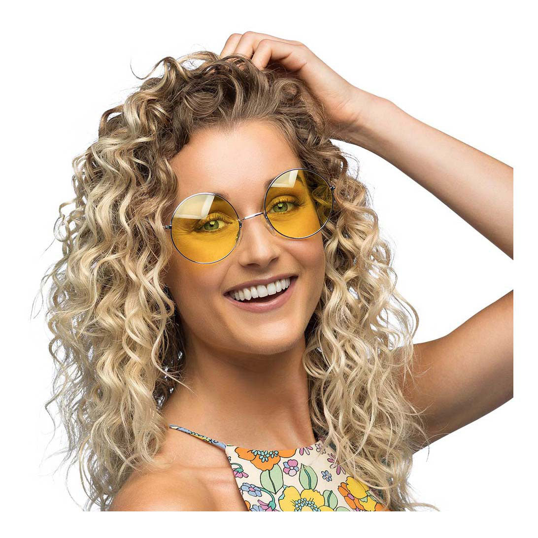 Boland partybril hippie xl geel