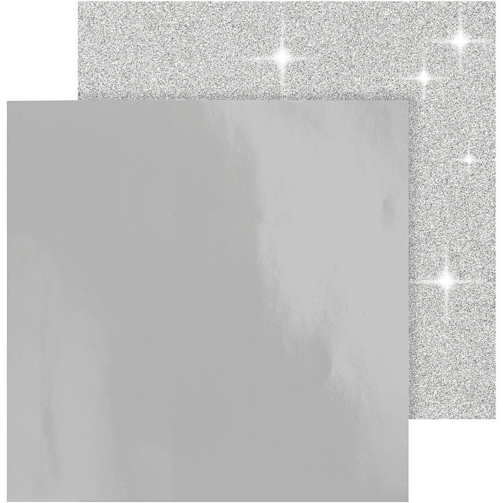 Vivi gade design papier, vel 30,5x30,5 cm, 120+128 gr, zilver, 2 vel 1 doos