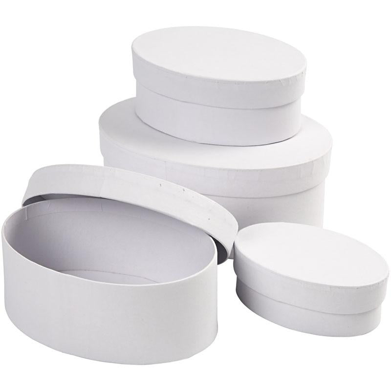 Creativ company ovale dozen, h: 4+5+6+7 cm, l: 10+12+14+16 cm, wit, 4 stuk 1 set
