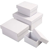 Creativ company rechthoekige dozen, h: 3,5+4,5+5,5+6,5 cm, afm 7,5x5 + 9,5x7 + 11,5x8,5 + 14x11 cm, wit, 4 stuk 1 set